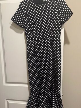 Women's Black and White Polka Dot Maxi Dress